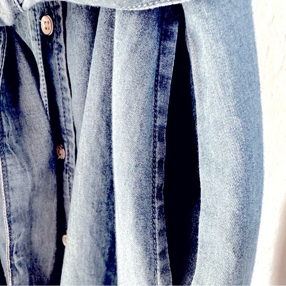 St John’s Bay NWOT Soft Button Down Jean Dress Adjustable Sleeves Sz S - Picture 10 of 14